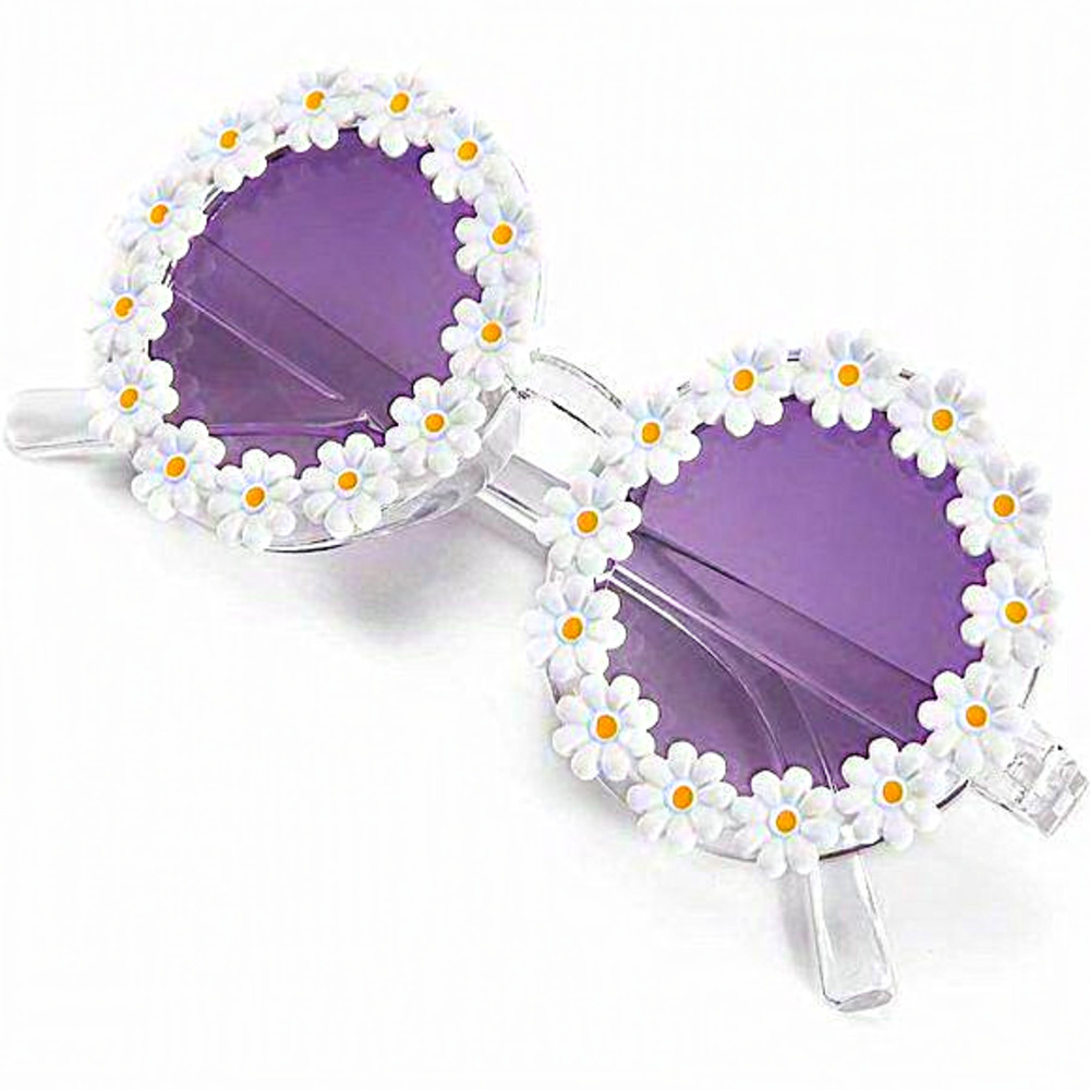 Fashionable & Stylish Flower Sunglasses for Girls, Age 3-10 With Blue‎ Glasses